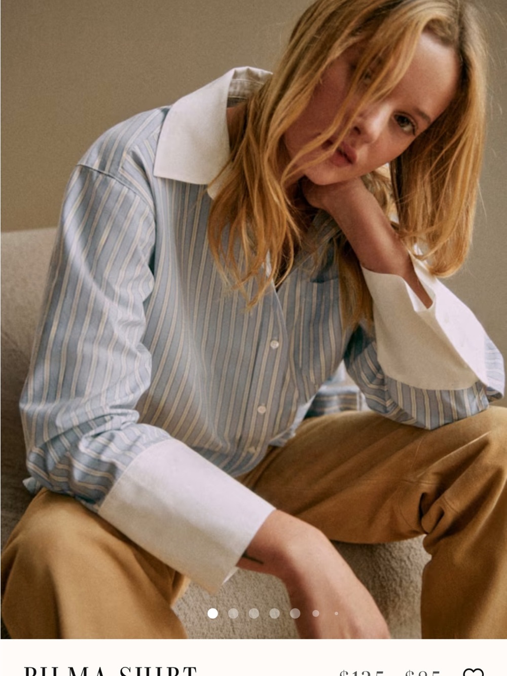 Sezane Blue and White Striped Button-Down Shirt NWT